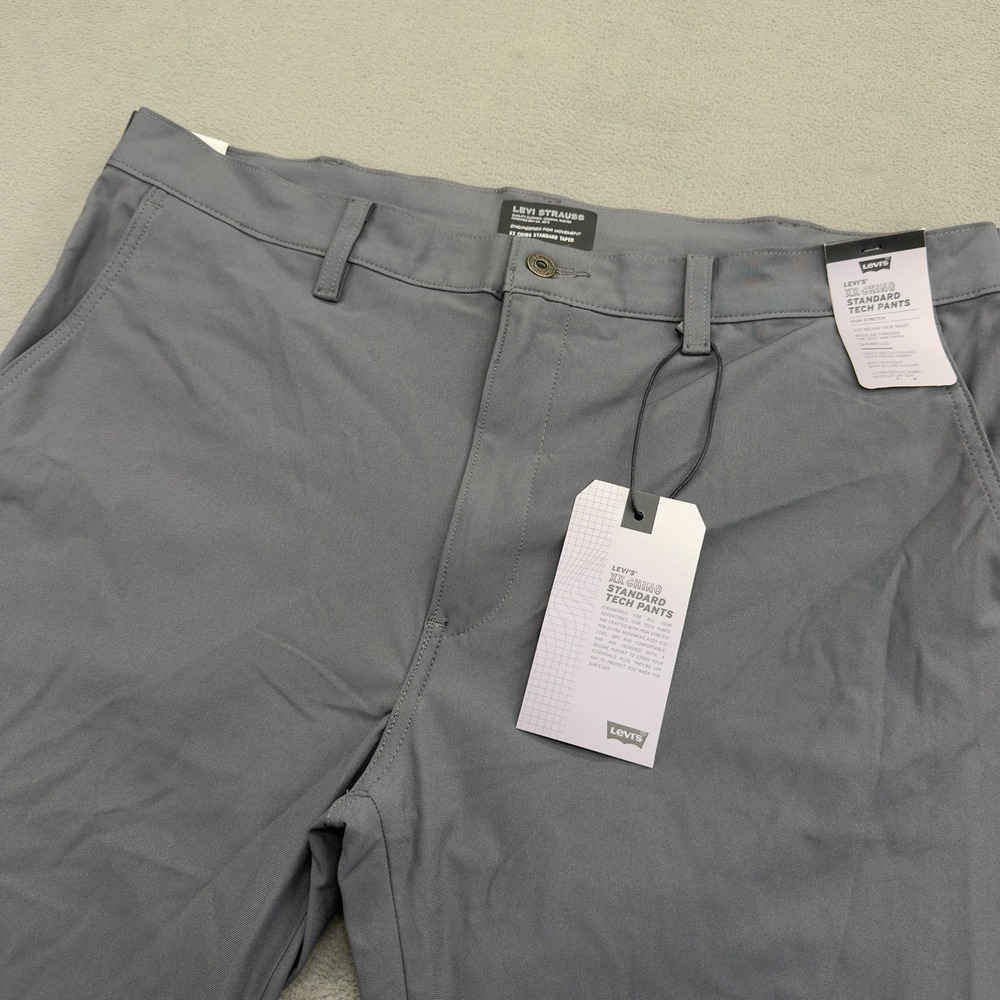 Levis XX Chino Tech Pants Mens 40x30 Gray Standard Tapered Cooling Stretch UPF